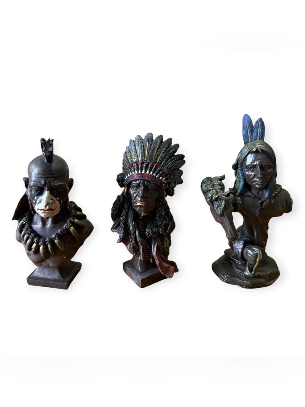 Southwestern Reflections Collection - Native American Carved Bust set of 3